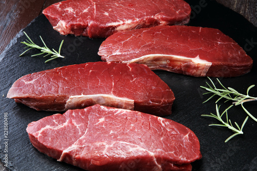 Barbecue rump Steak, dry Aged Steak on rustic background