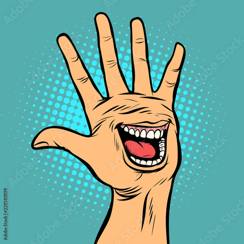 smile joy emotion hi five hand gesture