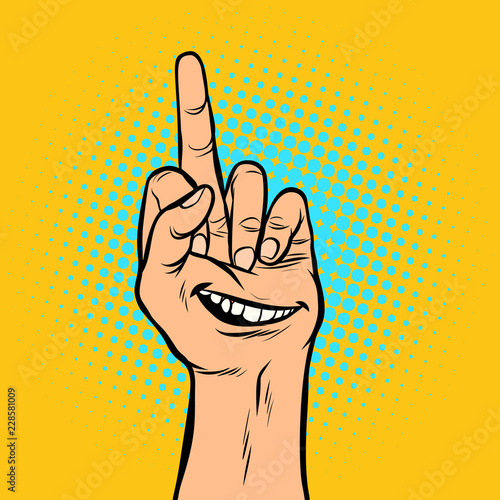 smile joy emotion fuck you hand gesture