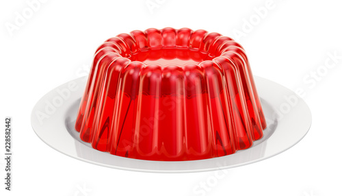 Jelly on a plate, 3D rendering photo