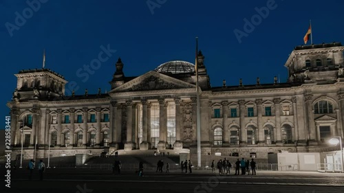 Reichstag Building (Plenarbereich Reichstagsgebaude) in Berlin, Germany. Time Lapse In Motion. Hyper Lapse. 4K photo