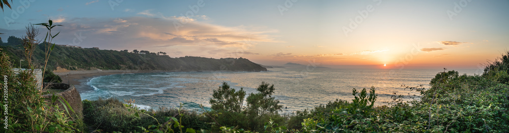 Panoramic view of Lafetenia France Basque Sunset Surfbeach