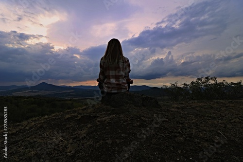 mountains and person