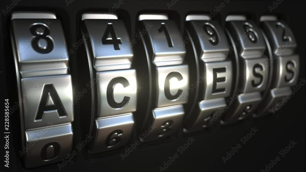 Code lock rings stop rotation at word ACCESS Code lock rings stop rotation at word ACCESS