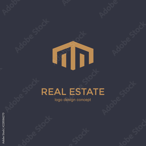 Simple line house icon. Logo Design Template.