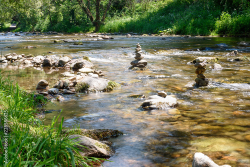 River in the city of Freiburg, Germany, stones