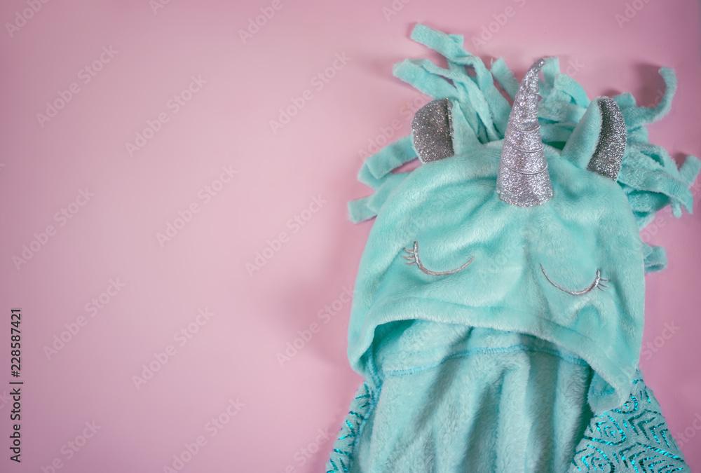 pop art fluffy unicorn pajamas on pastel pink colour background pop art fluffy unicorn pajamas on pastel pink colour background