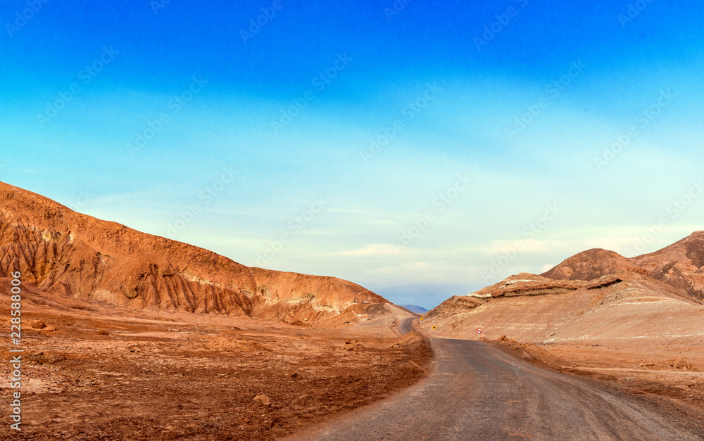 View of the mountain landscape in the Atacama, Chile. Copy space for text. View of the mountain landscape in the Atacama, Chile. Copy space for text.