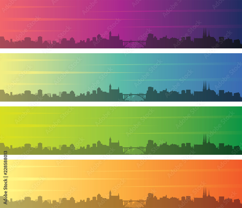 Luxembourg Multiple Color Gradient Skyline Banner