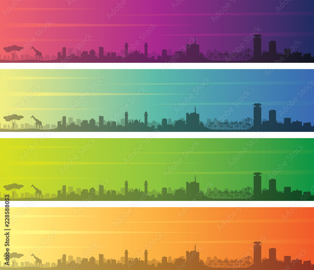 Nairobi Multiple Color Gradient Skyline Banner