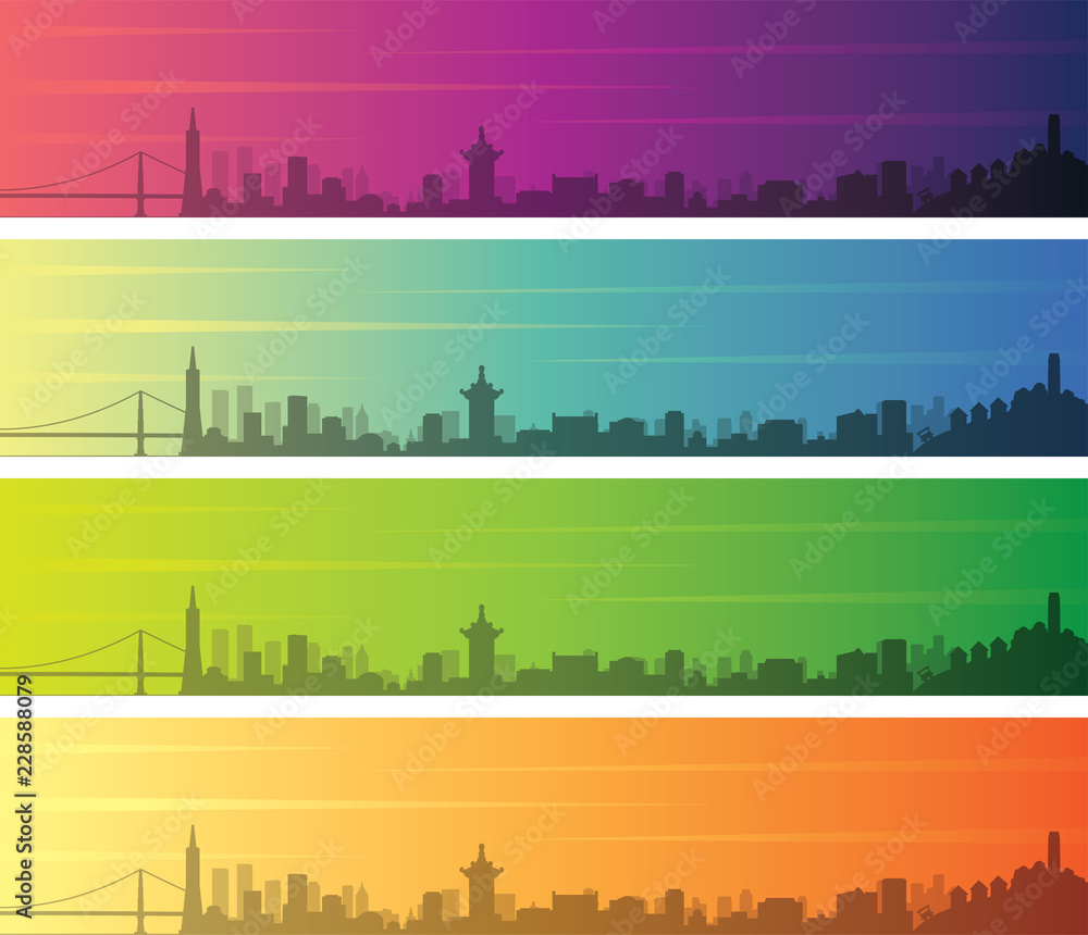 San Francisco Multiple Color Gradient Skyline Banner