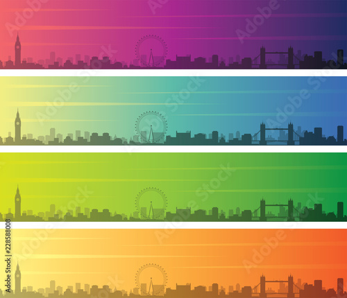 London Multiple Color Gradient Skyline Banner
