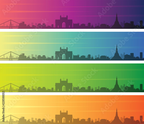 Mumbai Multiple Color Gradient Skyline Banner