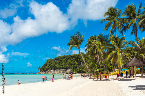 View of the sandy beach, Boracay, Philippines. Copy space for text. photo