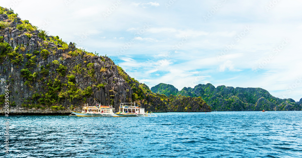 View of the landscape of the island, Busuanga, Coron, Philippines. Copy space for text.