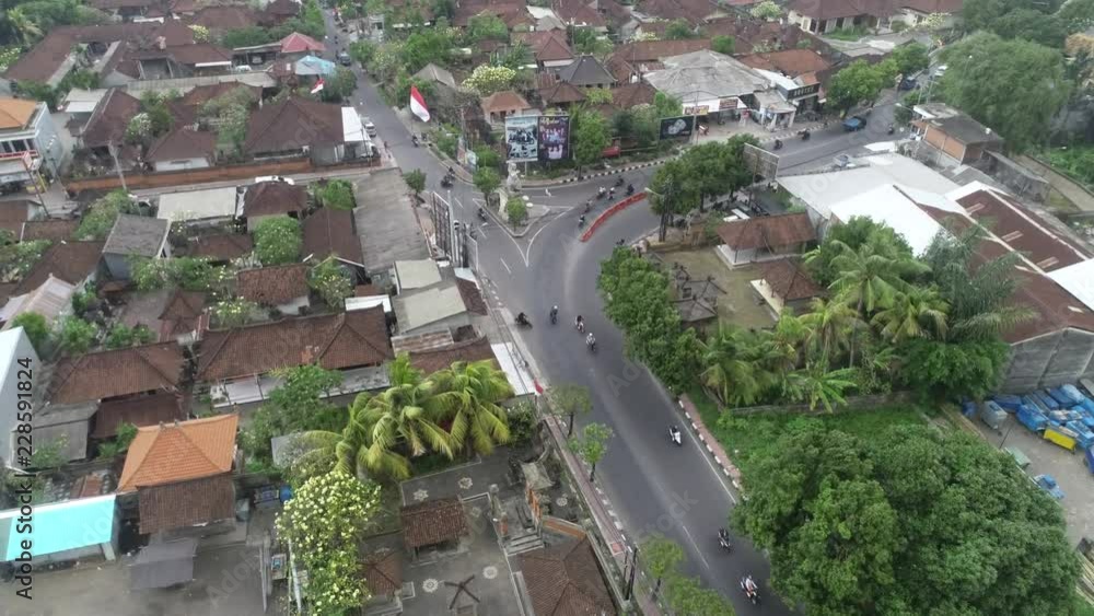 Aerial of Intersection Near Ubud, Bali, Indonesia Aerial of Intersection Near Ubud, Bali, Indonesia