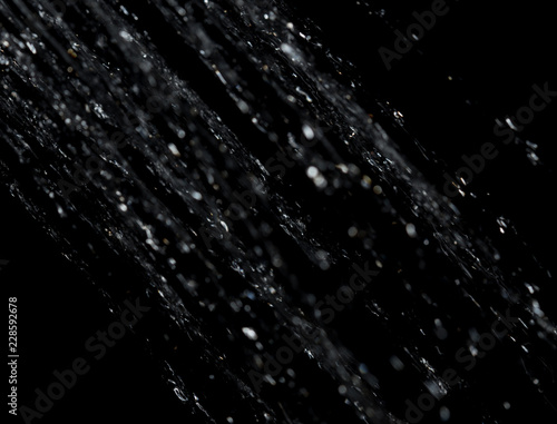 Close-up of a shower curtain with water