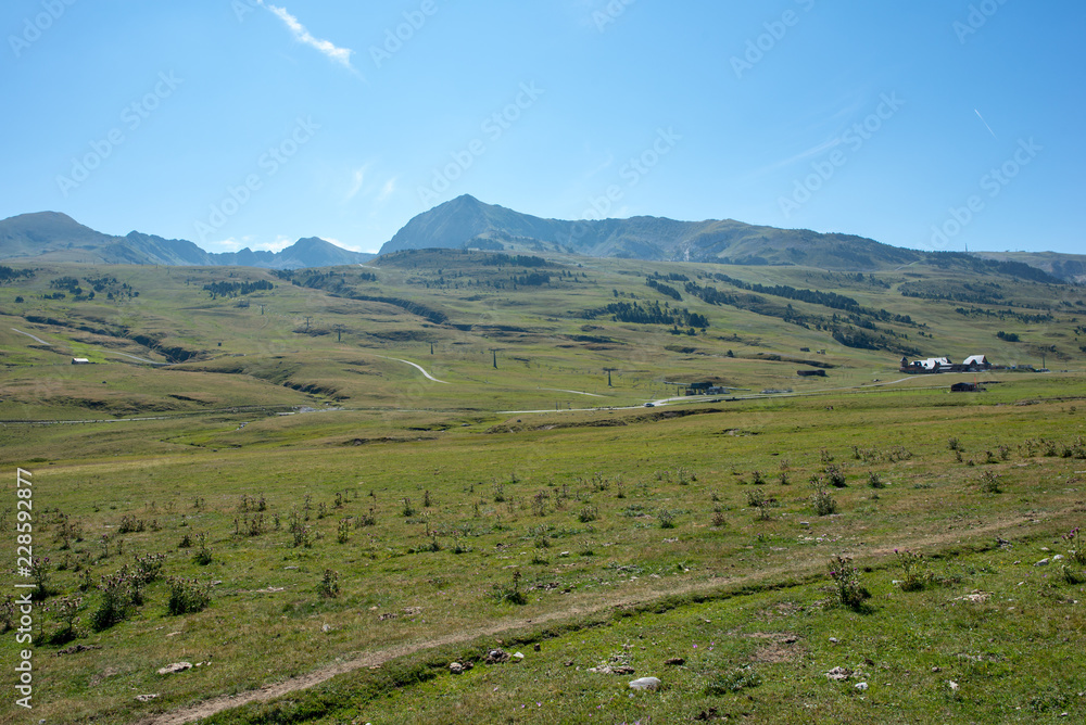 Mountains in Montgarri under blue sky, Valley of aran