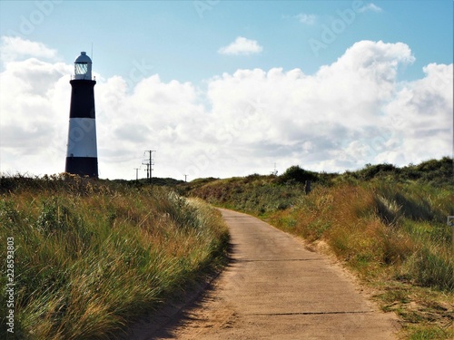 Path leading to the lighthouse on Spurn Point  East Yorkshire  England