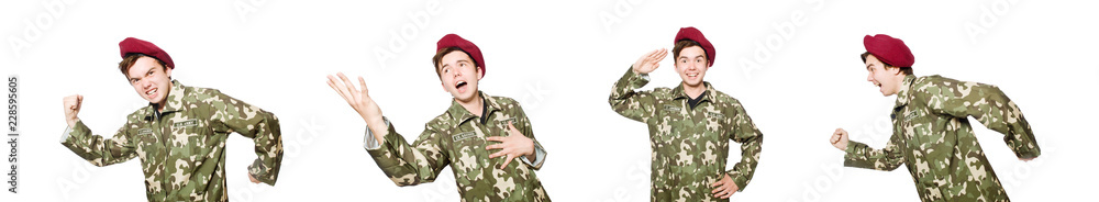 Fototapeta premium Funny soldier in military concept