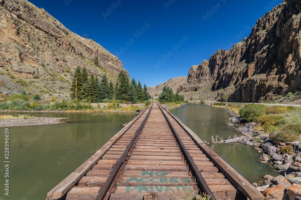 railroad bridge through the canyon