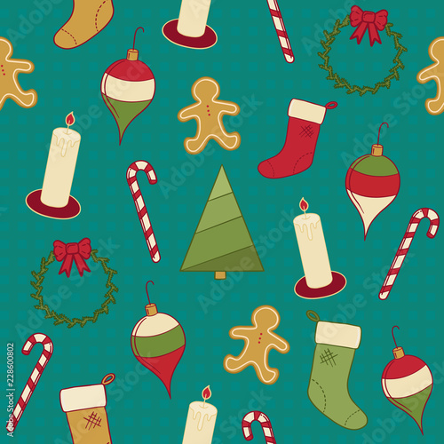 A Seamless Pattern of Various Objects that Represent the Christmas Season
