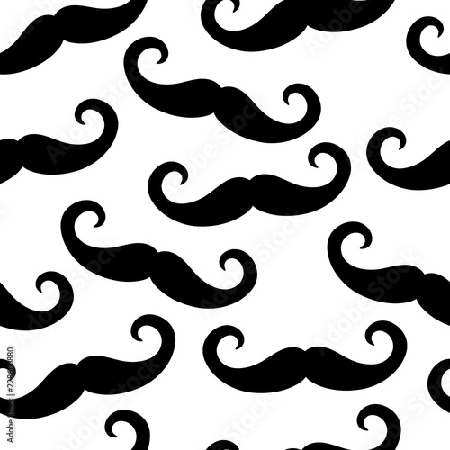 Seamless Pattern of Handlebar Mustaches in Black and White