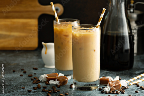 Cold brew iced coffee in tall glasses