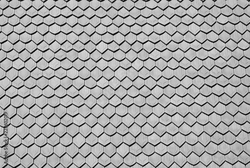 Background surface of hexagons, symmetrical tiles, texture gray, contrast