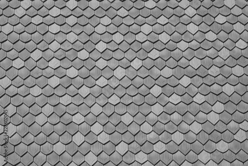 Background surface of hexagons, symmetrical tiles, texture gray