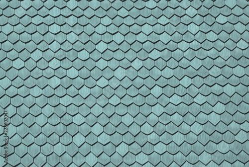 Background surface of hexagons, symmetrical tiles, texture blue
