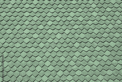 Background surface of hexagons, symmetrical tiles, texture green