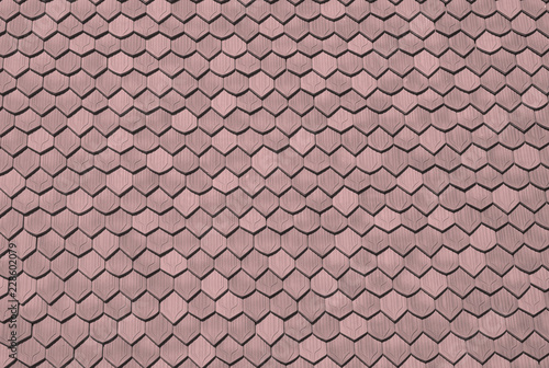 Background surface of hexagons, symmetrical tiles, texture terracotta © Maxim