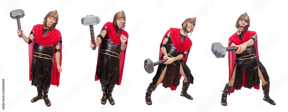Gladiator with hammer isolated on white Gladiator with hammer isolated on white