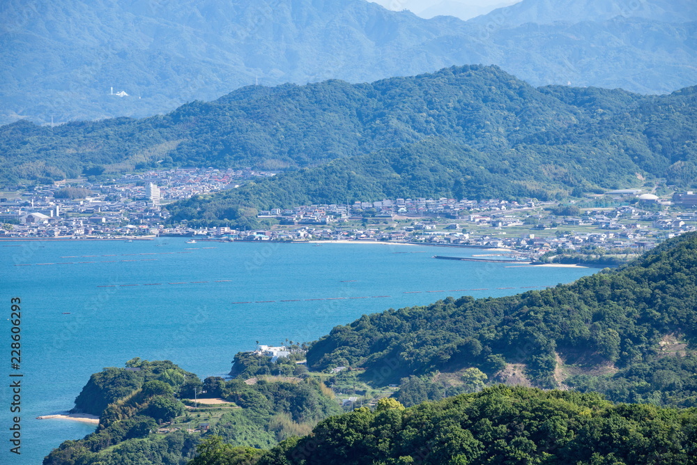 Landscape of the Seto Inland Sea at spring time,Mure town,Takamatsu city,Shikoku,Japan