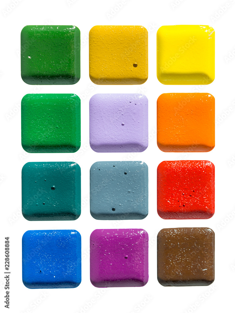 Set of water color paints. It is isolated on a white background Set of water color paints. It is isolated on a white background