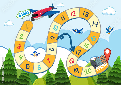 Board game with travel template
