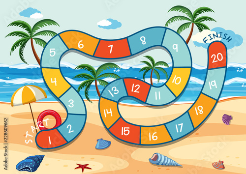 Summer beach board game template
