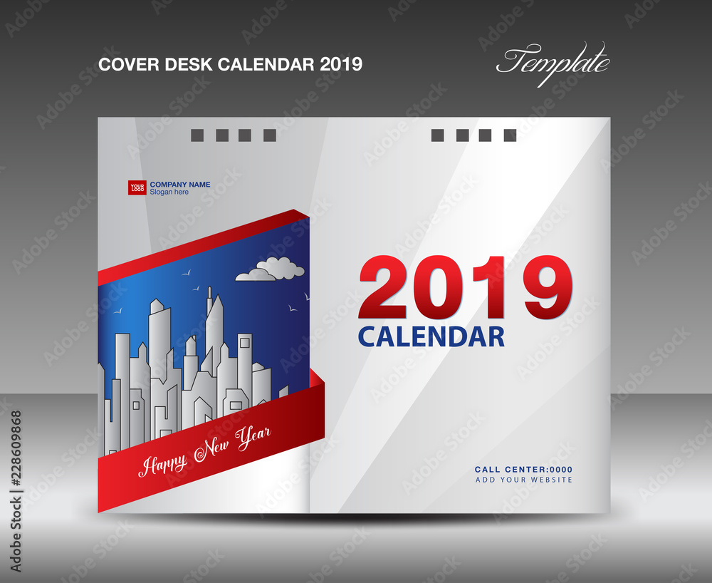 Cover Desk Calendar 2019 Design, annual report template, business brochure flyer, ads, booklet, catalog, book cover, polygonal background Cover Desk Calendar 2019 Design, annual report template, business brochure flyer, ads, booklet, catalog, book cover, polygonal background