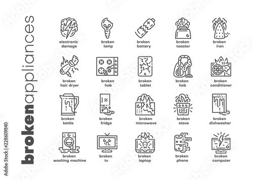 Simple modern set of Appliances icons. Premium symbol collection. Vector illustration. Line pictogram pack.