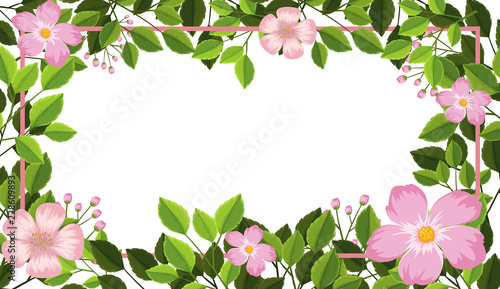 Pink flower and leaf frame