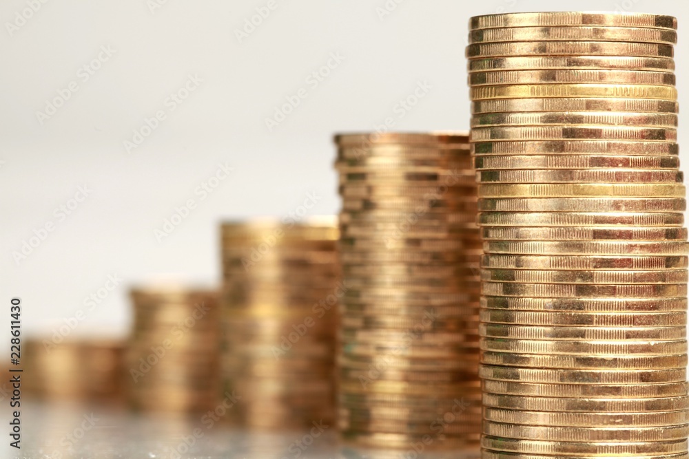 Stacks Of Coins Representing Financial Growth Stacks Of Coins Representing Financial Growth