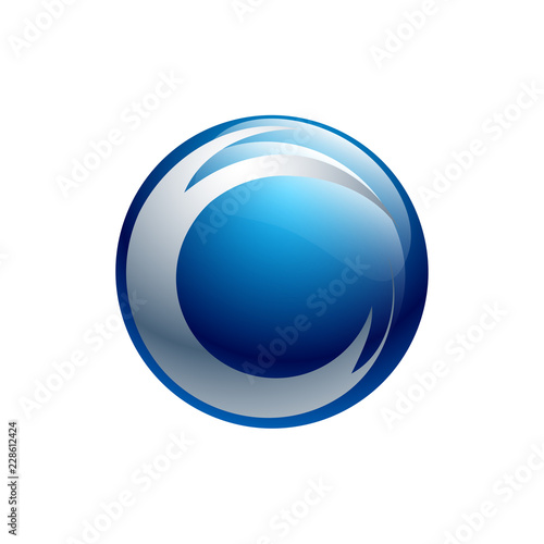 Creative abstract 3d sphere vector logo design template element. Colored silver blue concept icon