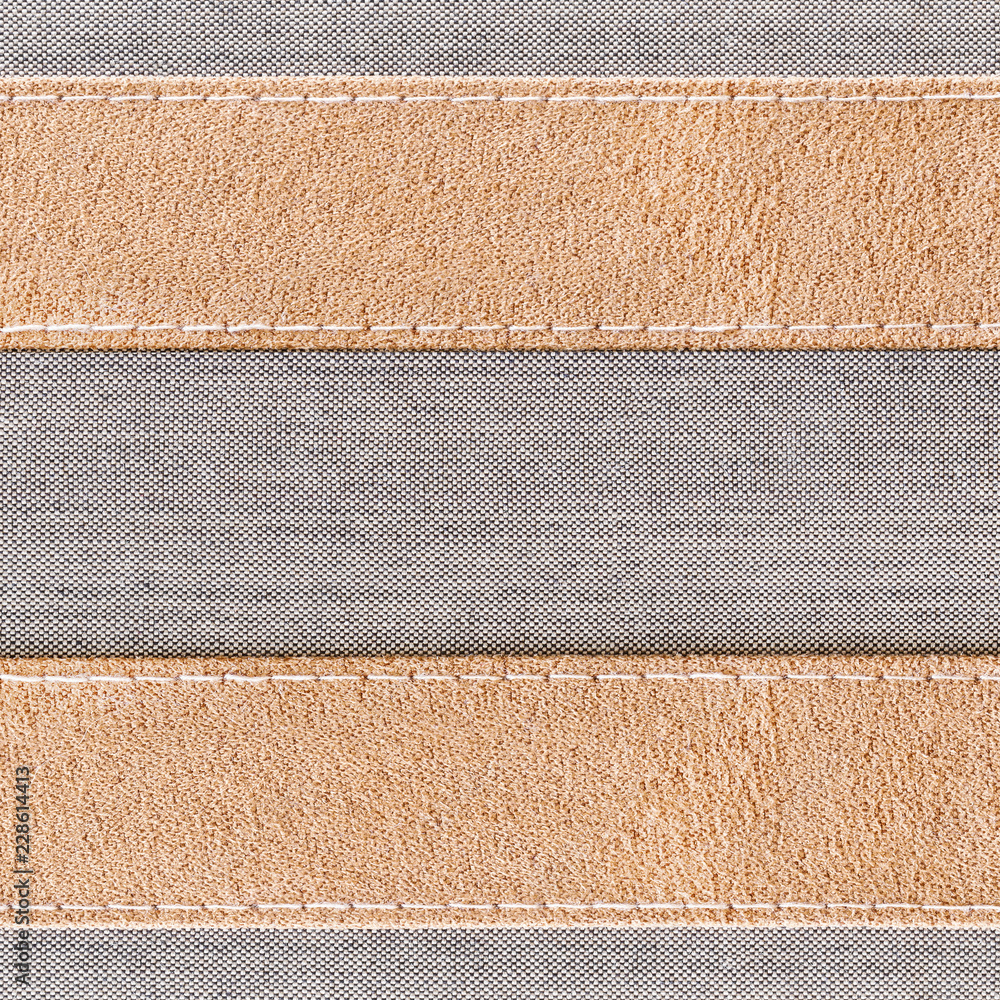 Fototapeta premium gray canvas seam with brown Fabric for use as banner or background