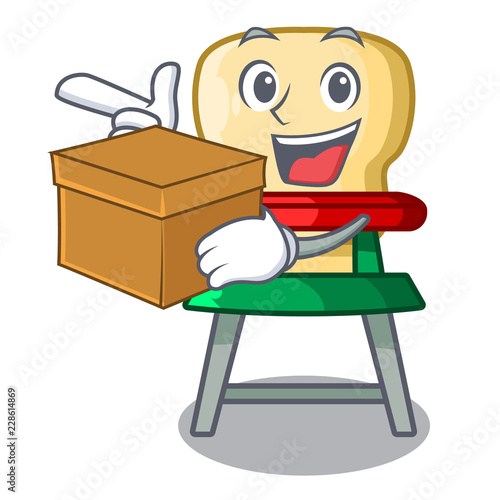With box cartoon baby highchair for kids feeding