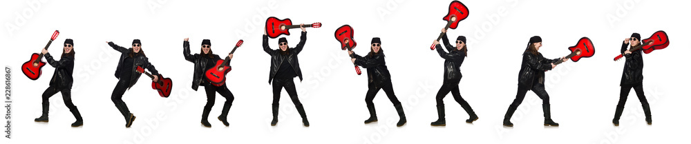 Young guitar player isolated on the white Young guitar player isolated on the white