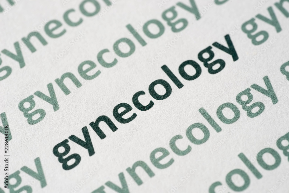 word gynecology printed on paper macro word gynecology printed on paper macro