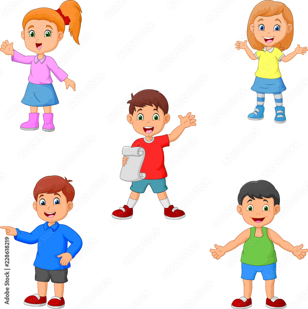 Cartoon boys and girls collection set Cartoon boys and girls collection set