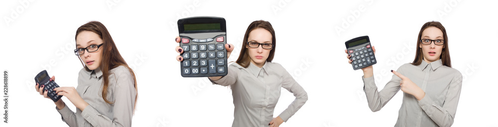 Woman in business concept isolated on white Woman in business concept isolated on white