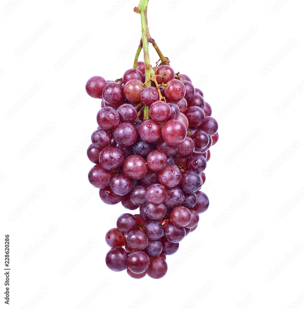 Red grapes on a white background